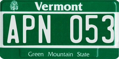 VT license plate APN053
