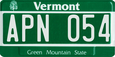 VT license plate APN054
