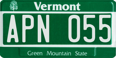 VT license plate APN055