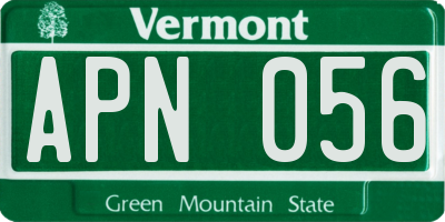 VT license plate APN056
