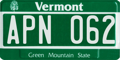 VT license plate APN062