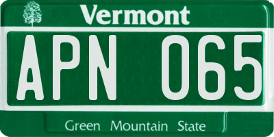 VT license plate APN065
