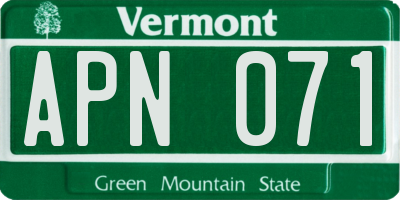 VT license plate APN071