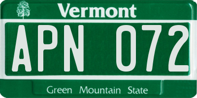 VT license plate APN072