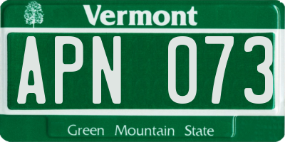 VT license plate APN073