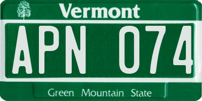 VT license plate APN074