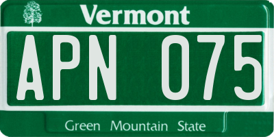 VT license plate APN075