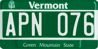 VT license plate APN076
