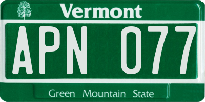 VT license plate APN077