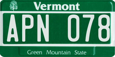 VT license plate APN078