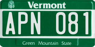 VT license plate APN081