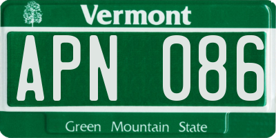 VT license plate APN086