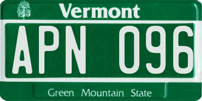 VT license plate APN096