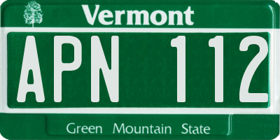 VT license plate APN112
