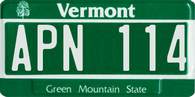 VT license plate APN114