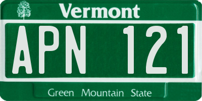 VT license plate APN121