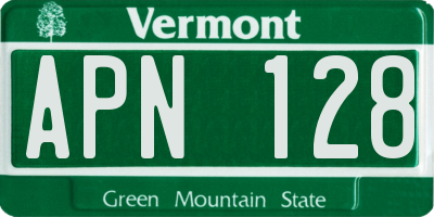 VT license plate APN128
