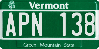 VT license plate APN138