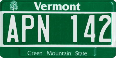 VT license plate APN142