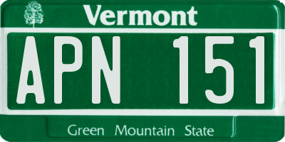 VT license plate APN151