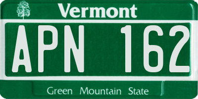 VT license plate APN162