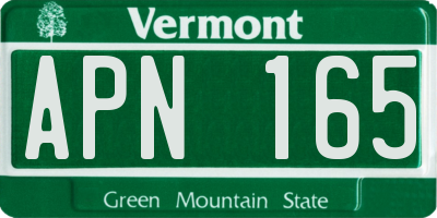 VT license plate APN165