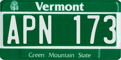 VT license plate APN173
