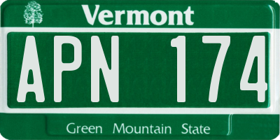 VT license plate APN174
