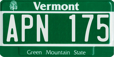 VT license plate APN175