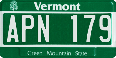 VT license plate APN179