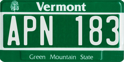 VT license plate APN183