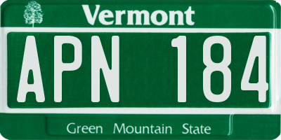 VT license plate APN184
