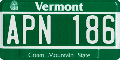 VT license plate APN186