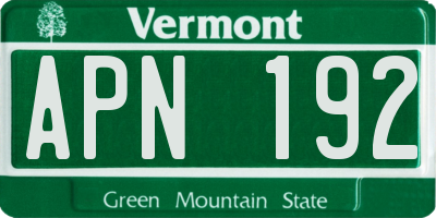 VT license plate APN192