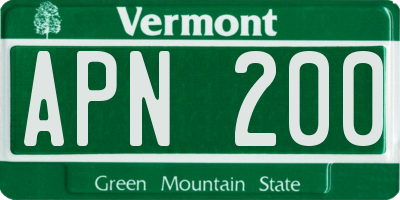 VT license plate APN200