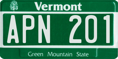 VT license plate APN201