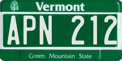 VT license plate APN212