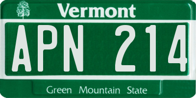 VT license plate APN214