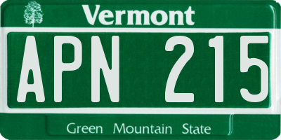 VT license plate APN215