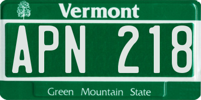 VT license plate APN218
