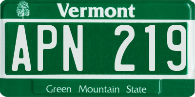 VT license plate APN219