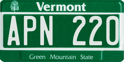 VT license plate APN220