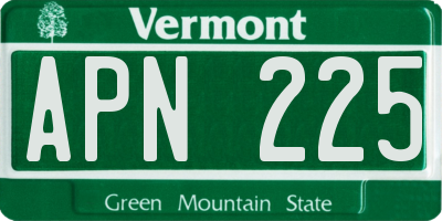 VT license plate APN225