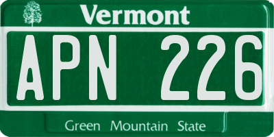 VT license plate APN226