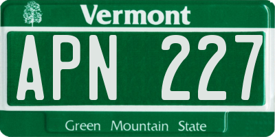 VT license plate APN227
