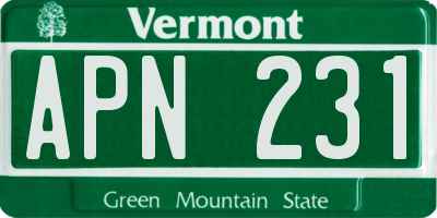 VT license plate APN231
