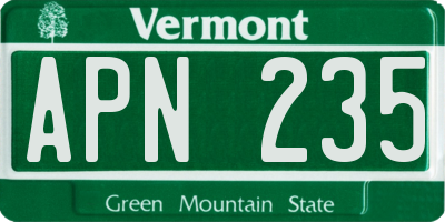 VT license plate APN235