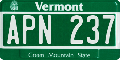VT license plate APN237