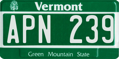 VT license plate APN239