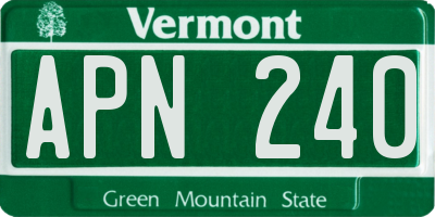 VT license plate APN240